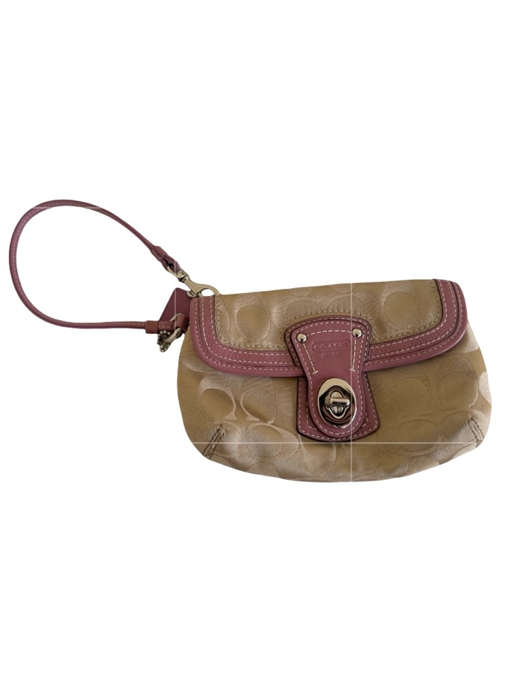 Coach Pink Signature Legacy Turnlock Wristlet